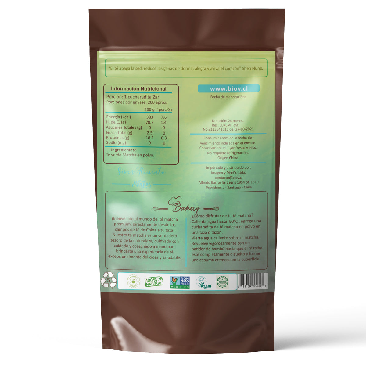 Matcha Organico Puro 800g Ceremonial Premium Te Verde Bio V