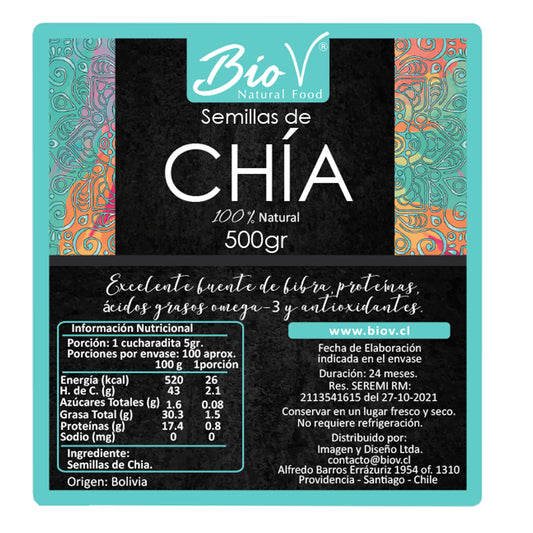 Semillas De Chia Superalimento Display 500g Bio V