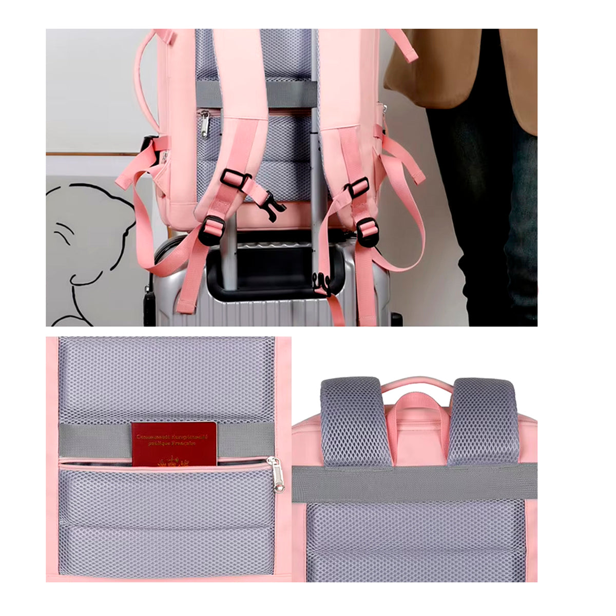 Mochila De Viaje Cabina Avión Original Viral TikTok 40L - Impermeable, Unisex, Con USB y Compartimento Para Zapatos