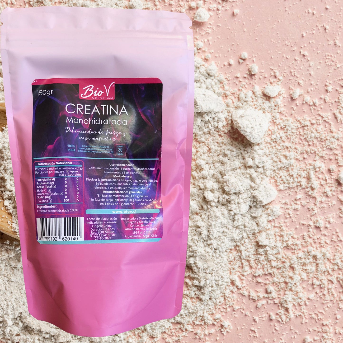Creatina Monohidratada 150gr – Polvo Puro BioV Suplemento Deportivo y Energía Muscular