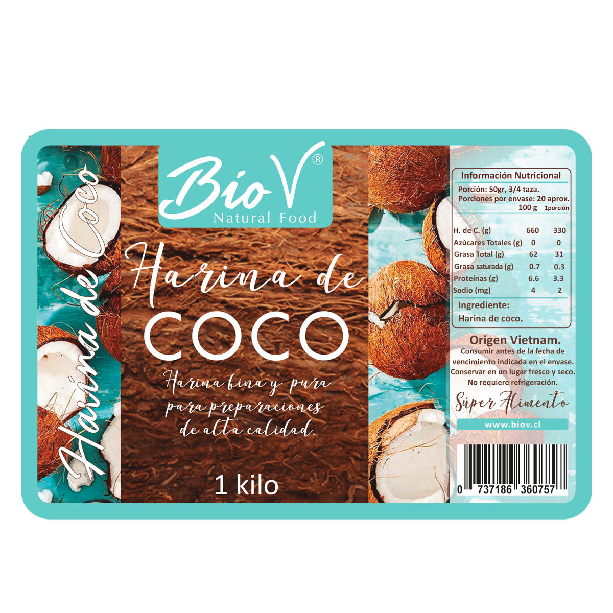 Harina de Coco 1 Kg Sin Gluten Natural Baja en Carbohidratos