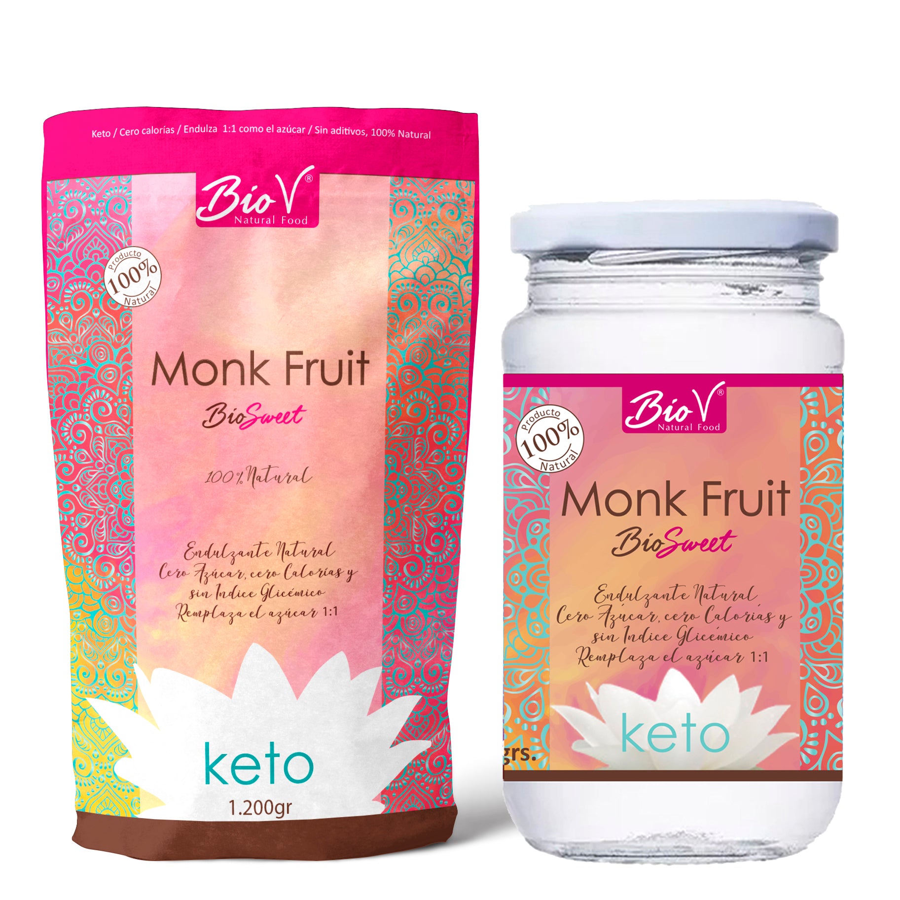 Pack Monk Fruit 1200gr, y Monk Fruit 600gr. BioV_natural_food