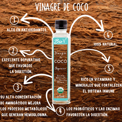 Vinagre de coco 375ml, Orgánico