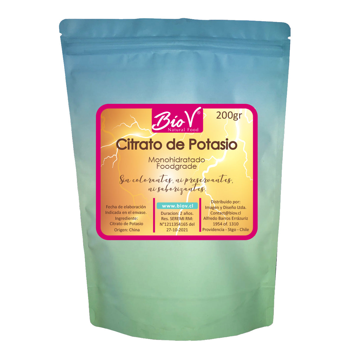 Citrato De Potasio 200g Monohidratado GradoAlimenticio BioV