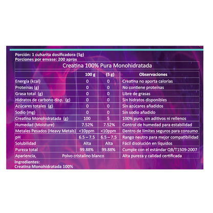 Creatina Monohidratada 1kg – Polvo Puro BioV Suplemento Deportivo y Energía Muscular