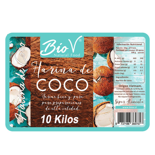 Harina de Coco 10 Kg Sin Gluten Natural Baja en Carbohidratos