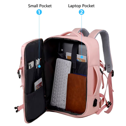 Mochila De Viaje Cabina Avión Original Viral TikTok 40L - Impermeable, Unisex, Con USB y Compartimento Para Zapatos
