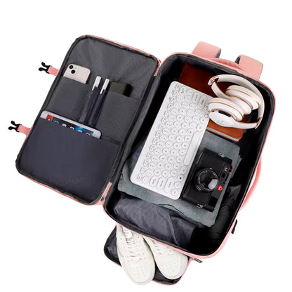 Mochila De Viaje Cabina Avión Original Viral TikTok 40L - Impermeable, Unisex, Con USB y Compartimento Para Zapatos