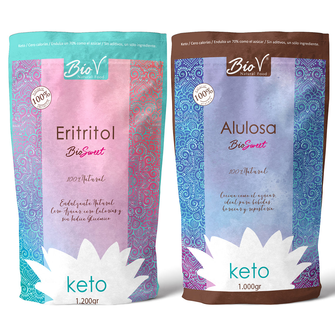 Pack de alulosa 1kilo, y Eritritol 1200gr.