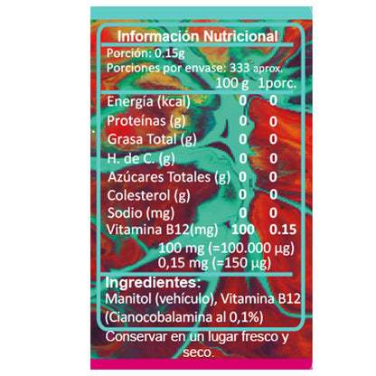 Vitamina B12 BioV Cianocobalamina Pura en Polvo Pack 2x50g (100g Total) – Alta Potencia