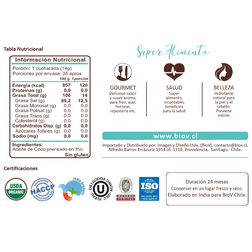 Pack Compra 5 Lleva 6 Aceite De Coco 500ml Cada Uno Biov