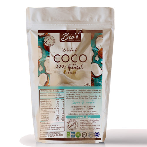 Leche de coco en polvo, natural y sin gluten 1 kilo