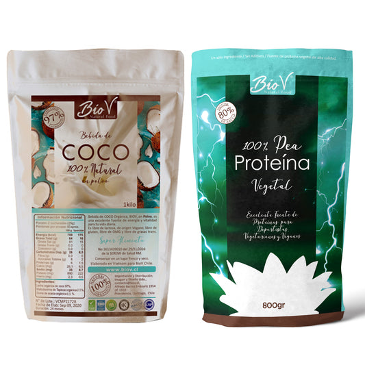 Pack Leche de coco 1 kilo en polvo, y Proteína de arveja 800gr.
