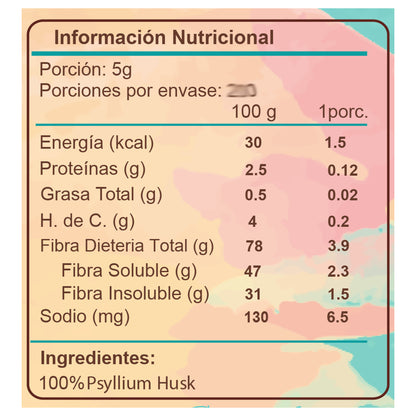 Psyllium Husk Orgánico en Polvo BioV 1 Kg Keto Vegano