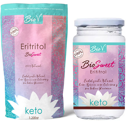 Pack Eritritol 1200gr, y Eritritol 600gr, 1800gr en total.
