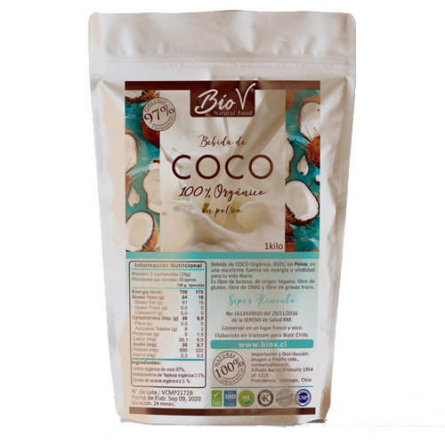 Leche de coco en polvo, Orgánica y sin gluten 1 kilo