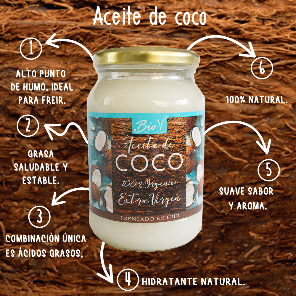 Aceite de coco Orgánico y extra virgen 500ml