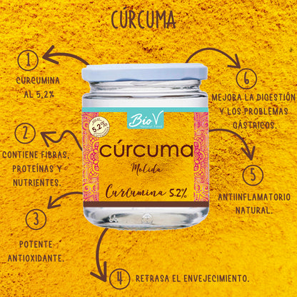 Cúrcuma 200gr, Curcumina Al 5.2%
