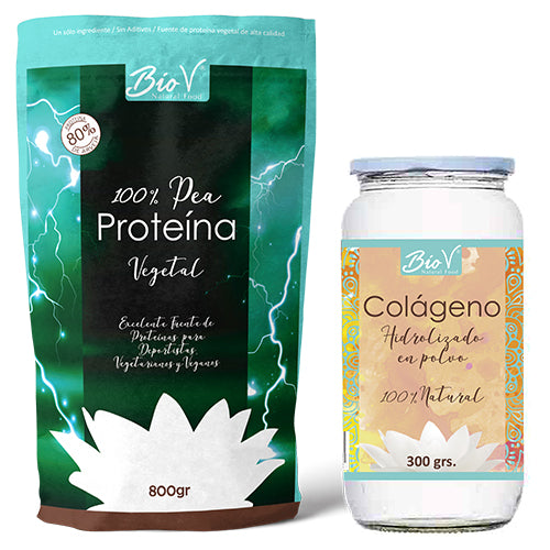 Pack de Proteína de arveja 800gr, y Colágeno Hidrolizado 300gr.