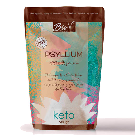 Psyllium Husk Orgánico en Polvo BioV 500gr Keto Vegano