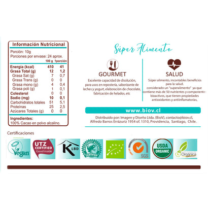 Cacao alcalino puro 240gr