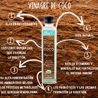 Vinagre de coco 375ml, Orgánico